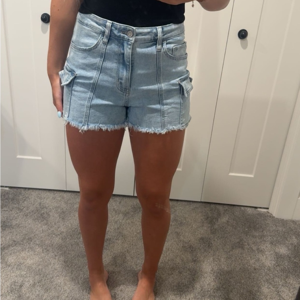 Flying Monkey Light Blue Cargo Denim Shorts